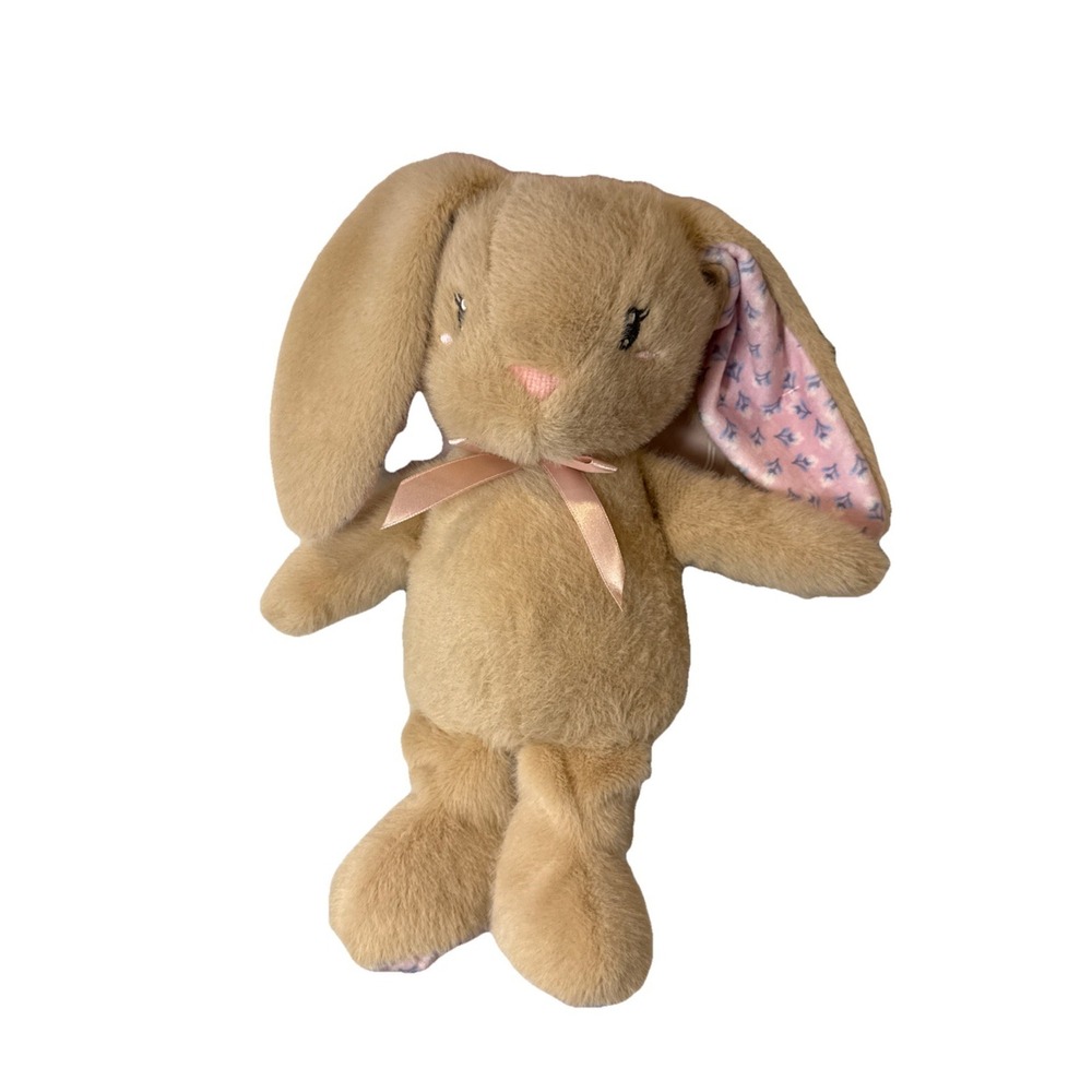 Easter Baby‎ Bunny Plush Tan Stuffed Animal Pink Floral Ears Soft Cuddly Toy NWT